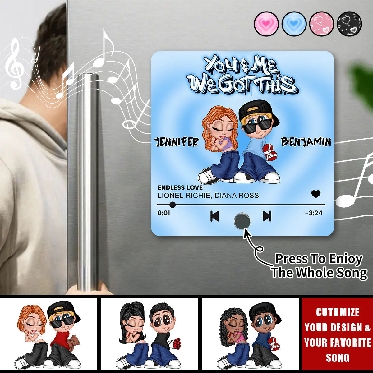 Y2K Couple -  Personalized Music Fridge Magnet, Gift For Couple, Boyfriend, Girlfriend, Husband, Wife