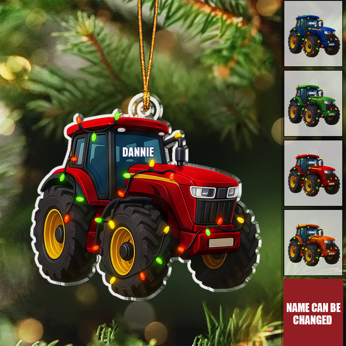 Tractor Christmas Decorations - Personalized Custom Shaped Acrylic Ornament
