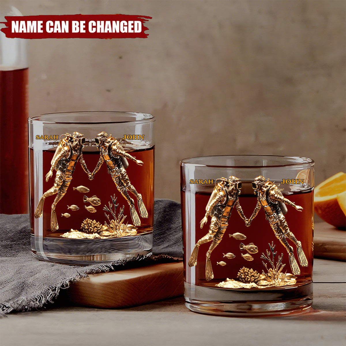 Scuba Diving Lovers Gift - Personalized Scuba Diving Whiskey Glass