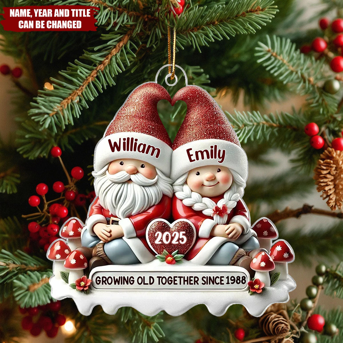 3D Effect Couple - Personalized Christmas Acrylic Ornament