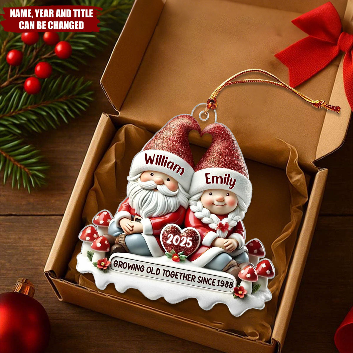 3D Effect Couple - Personalized Christmas Acrylic Ornament