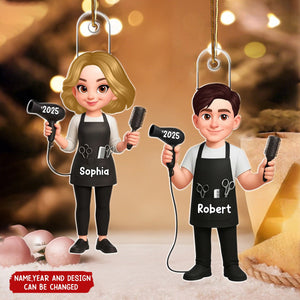 Christmas Hairdresser Man Woman - Personalized Christmas Acrylic Ornament
