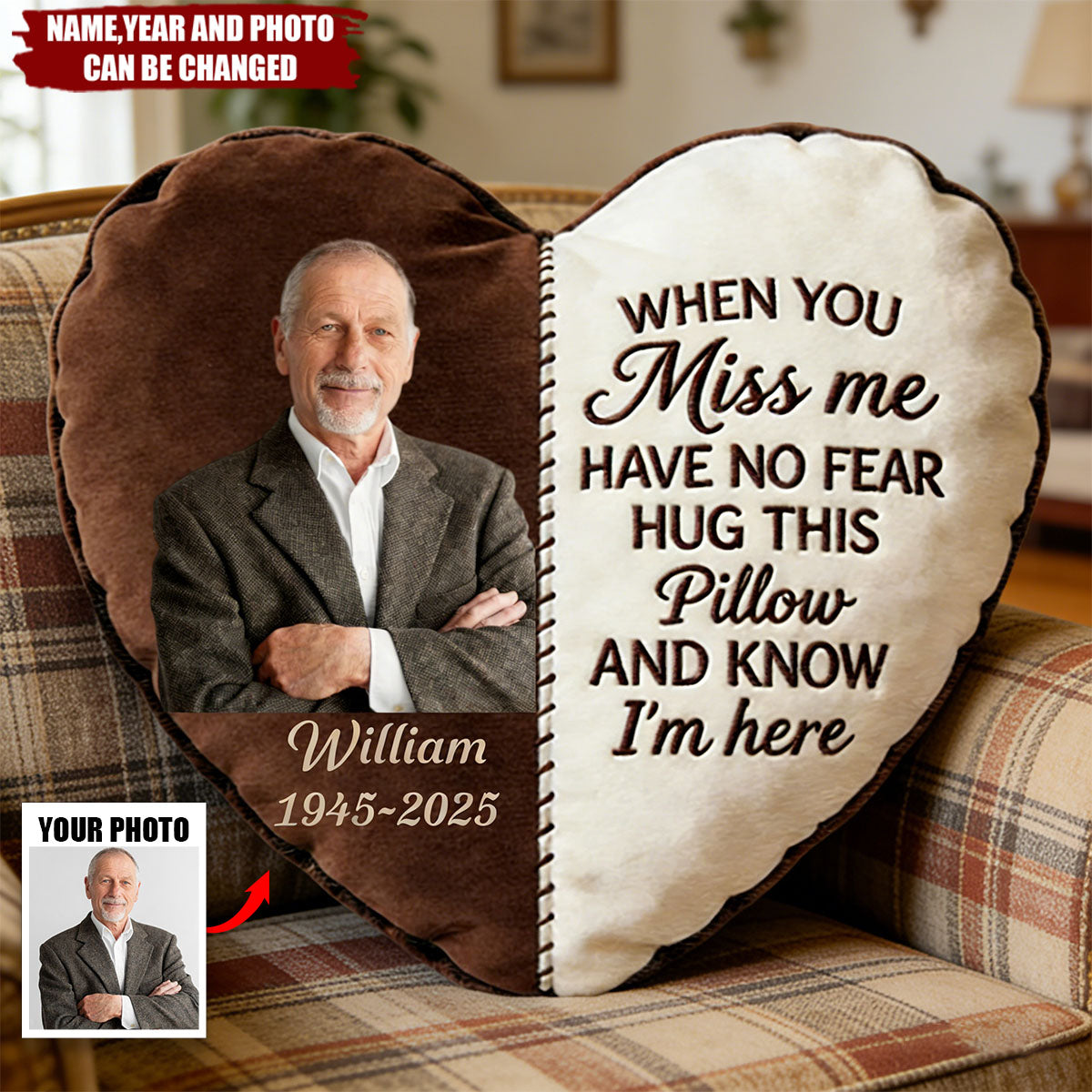 In Loving Memory - Personalized Memorial Faux Fur Shaped Pillow