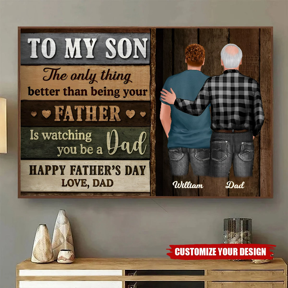 Colored Wood Pallets To My Son Happy Father's Day Personalized Poster