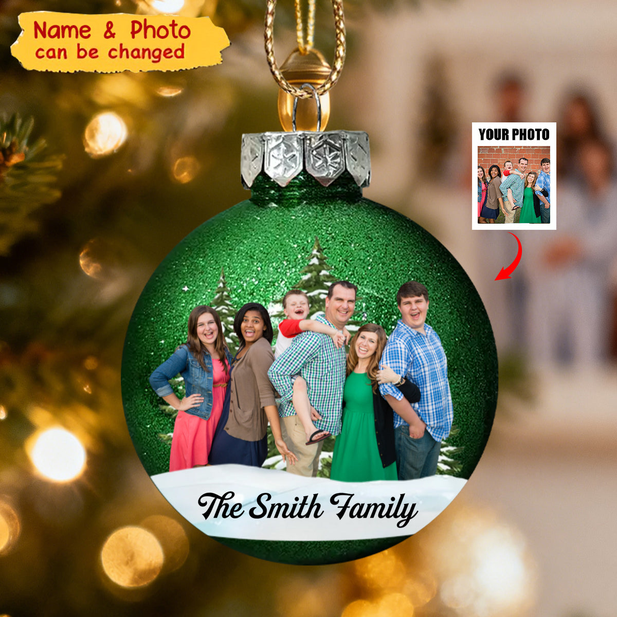 Custom Photo Christmas Together Family - Personalized Acrylic Ornament