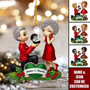 Marriage Proposal "She Said Yes!" - Personalized Acrylic Ornament, Just Engaged Gifts for Couples