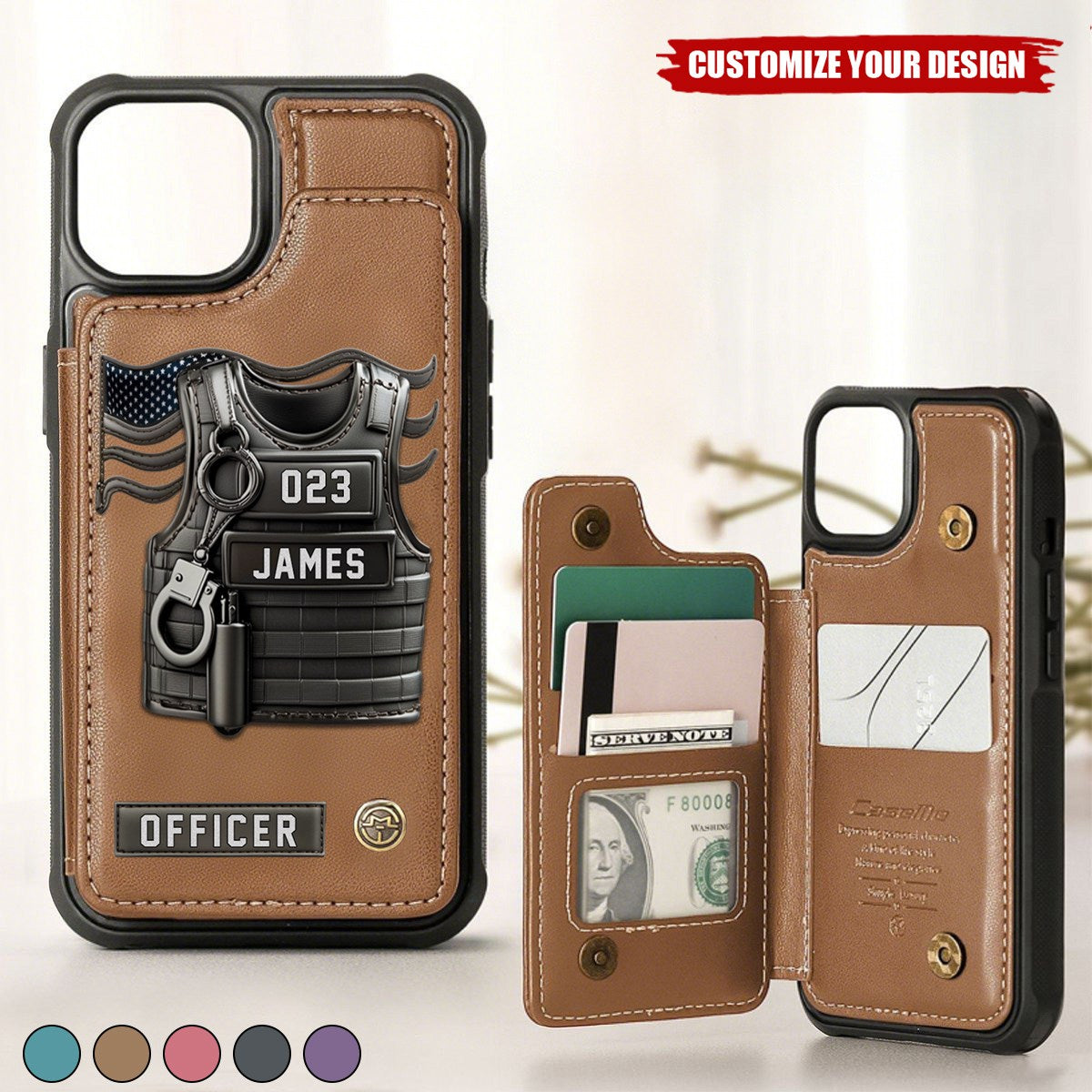 Serve And Protect - Personalized Police Officer Wallet Phone Case