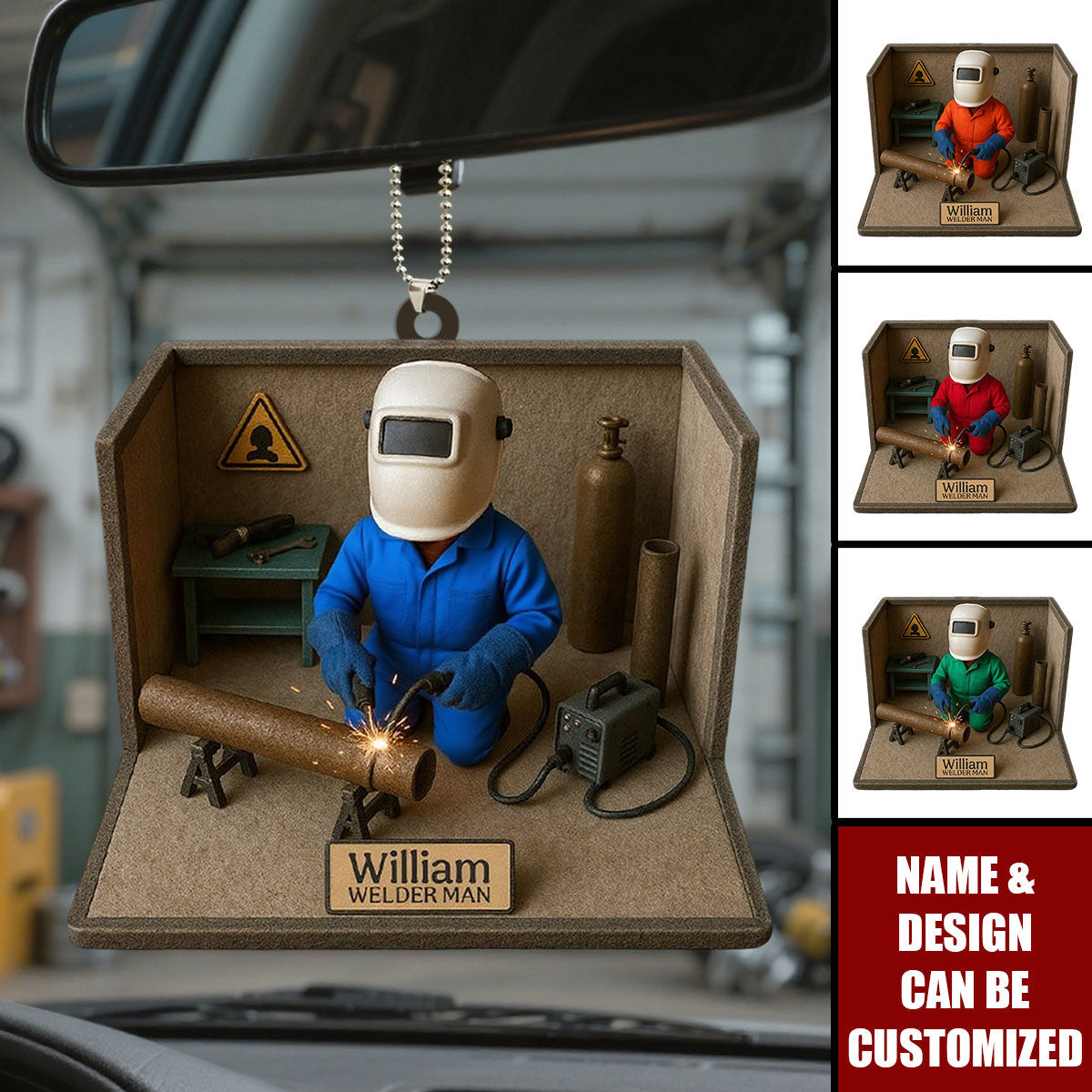Welder Man - Personalized Welder Car Ornament