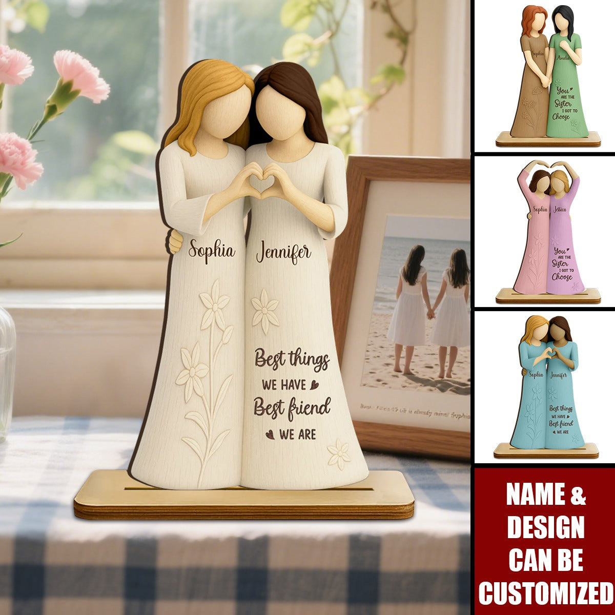 Soul Sister Friendship - Personalized Standing Wooden Plaque, Gifts For Best Friend