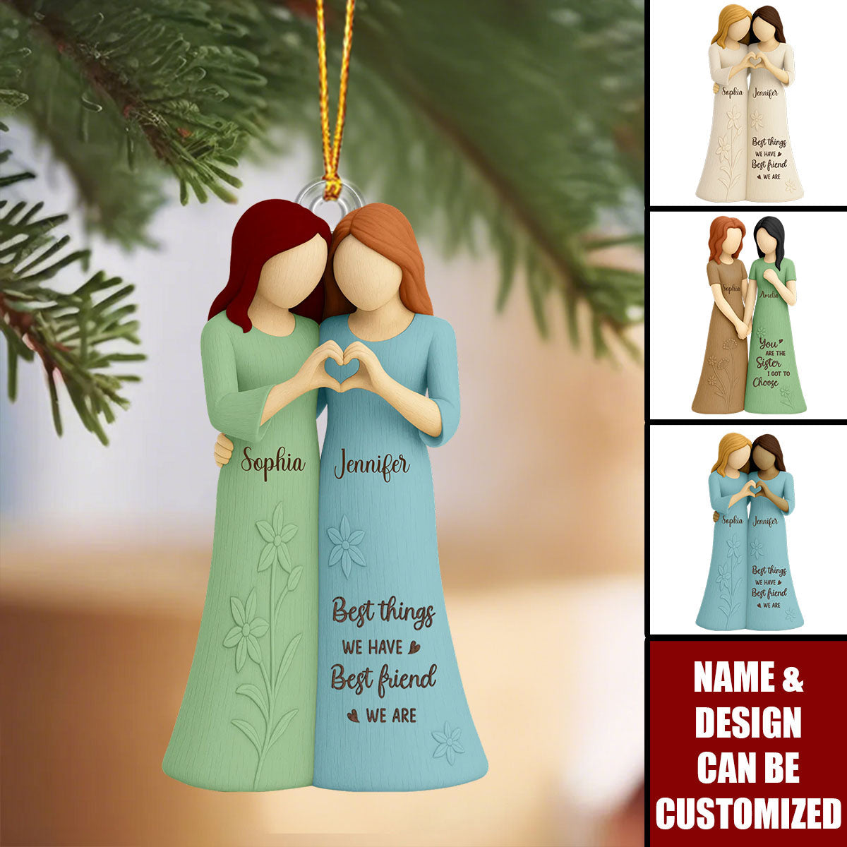 Soul Sister Friendship - Personalized Christmas Acrylic Ornament, Gifts For Bestie Best Friend