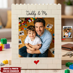 Father's Day Gifts, Daddy & Me Father's Day Gift For Dad, Husband - Personalized Rectangle Building Brick
