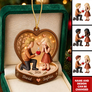Personalized Couple Marriage Proposal Acrylic Ornament, Custom Engagement Keepsake, Newlyweds