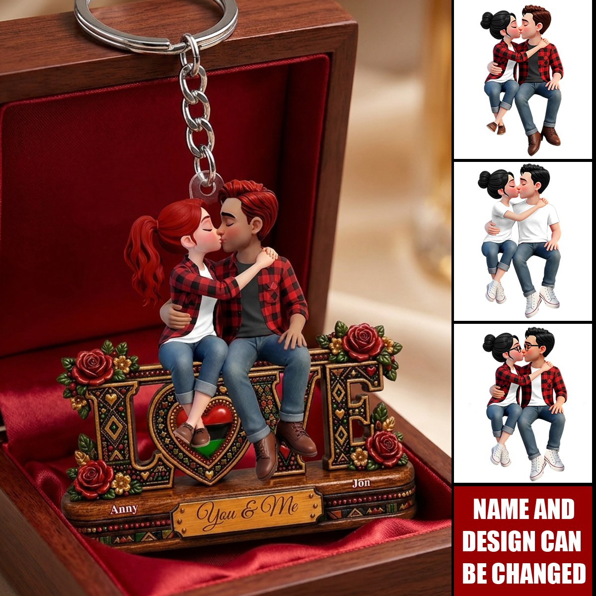 Eternal Love Couple Together - Personalized Acrylic Keychain - Anniversary Gift For Couple