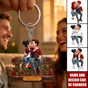 Eternal Love Couple Together - Personalized Acrylic Keychain - Anniversary Gift For Couple