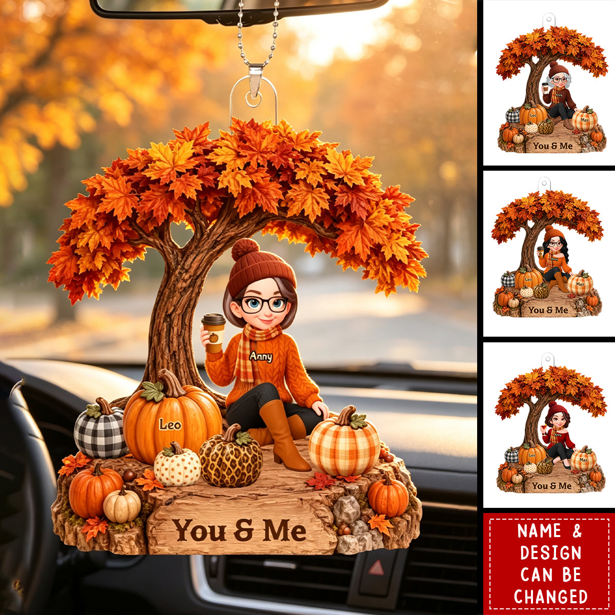 Fall Season Tree Grandma's Little Pumpkins, Personalized Ornament, Fall Decor For Grandma