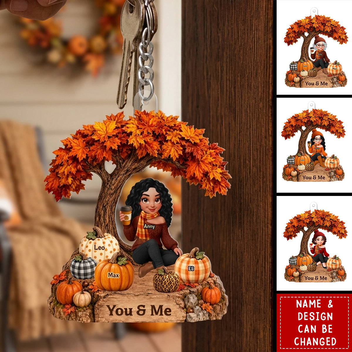 Fall Season Tree Grandma's Little Pumpkins, Personalized Acrylic Keychain
