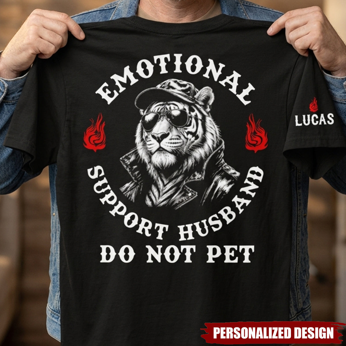 Emotional Support Husband Do Not - Funny Shirt For Him - Up To 10 Names - Personalized Shirt