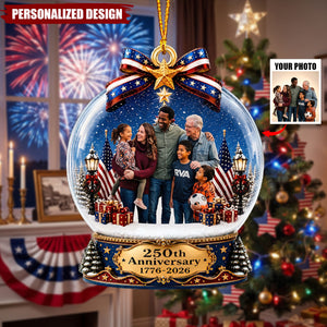 Custom Photo Acrylic Ornament - Personalized America 250th Anniversary Christmas Gifts - Forever Wrapped In Love