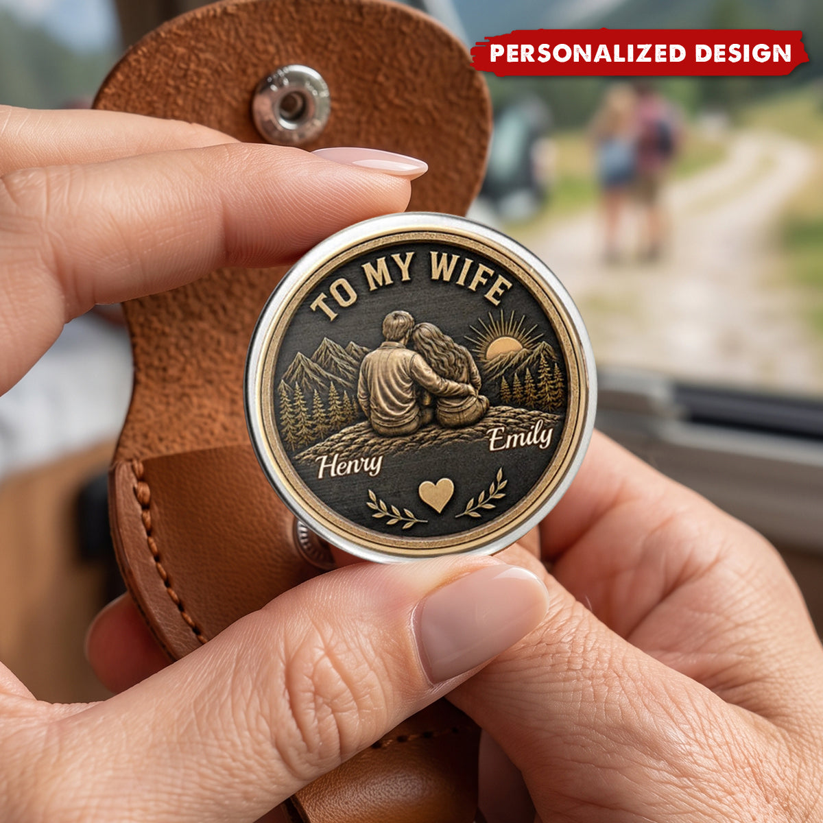 Custom Pocket Hug - Personalized Anniversary Wedding Gifts For Husband And Wife, Him And Her - Love Token Lasts Forever