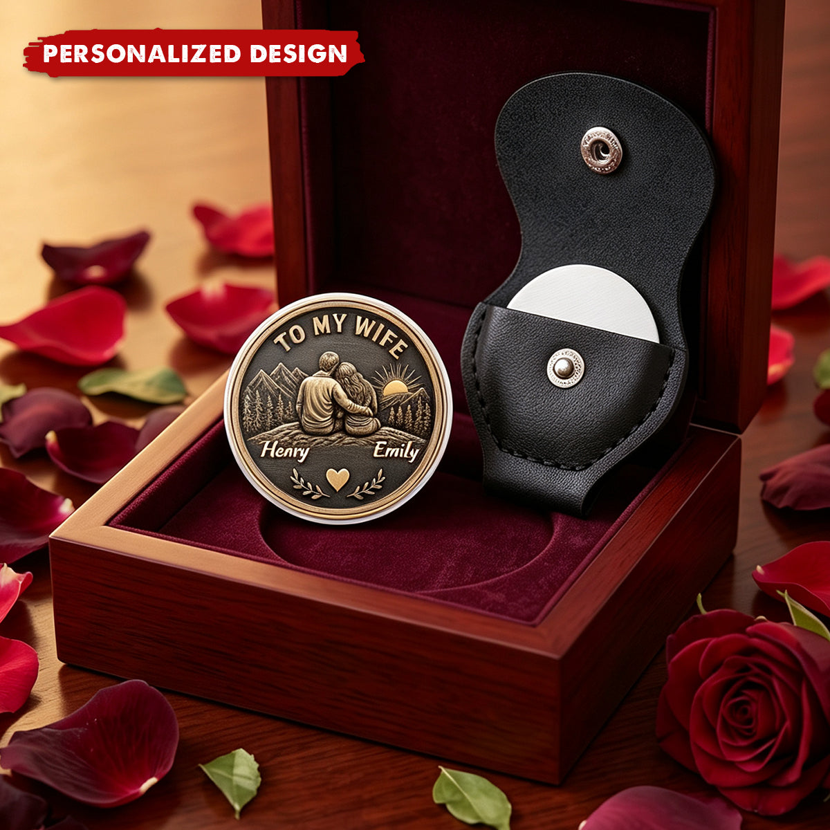 Custom Pocket Hug - Personalized Anniversary Wedding Gifts For Husband And Wife, Him And Her - Love Token Lasts Forever