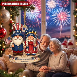 Growing Together Patriotic Couple - Personalized Patriotic Couple Acrylic Ornament,250 Years Decor, Christmas Gift For Couple