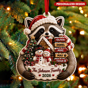 Personalized Jimothy Raccoon Family Christmas Ornament