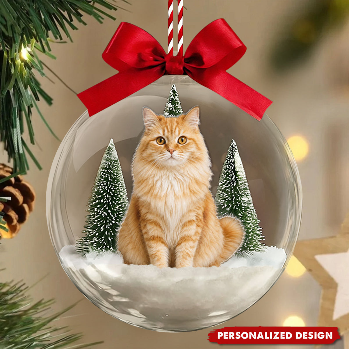 Custom Photo Pet Snow Ball Ornament, Christmas Gift Pet