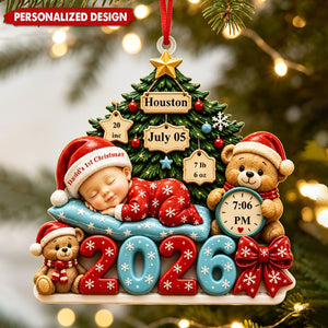 Personalized Baby’s First Christmas Ornament 2026, Keepsake With Name Baby Ornament
