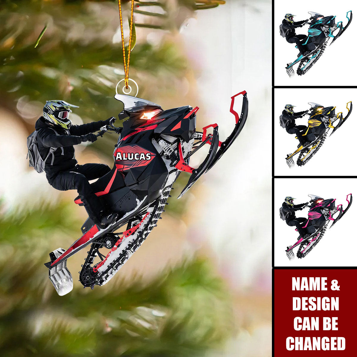 Custom Snowmobile Acrylic Ornament , Snowmobile Rider Gift