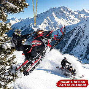 Custom Snowmobile Acrylic Ornament , Snowmobile Rider Gift