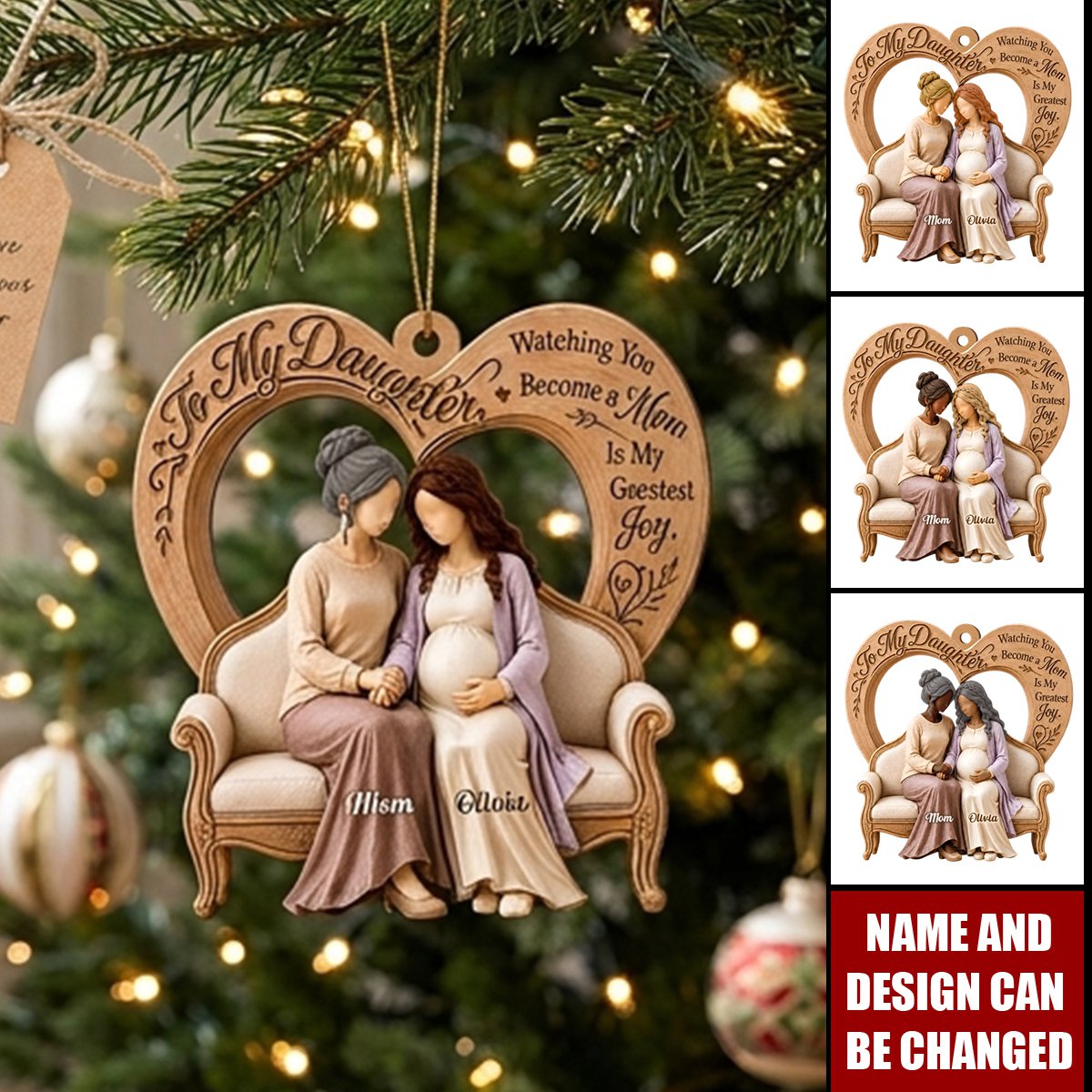 Pregnancy Expecting Mom To My Daughter - Personalized Wooden Ornament