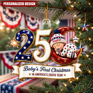 Baby’s First Christmas 2026 - Personalized 250 Years of America Acrylic Ornament