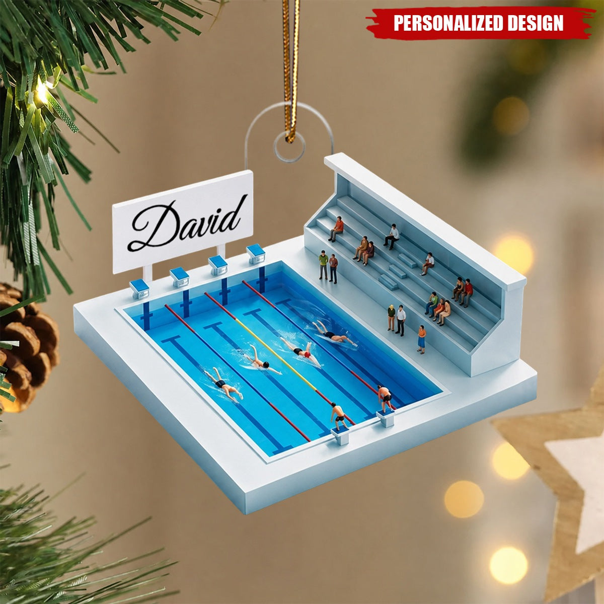 Personalized Swimmer Christmas Ornament, Acrylic Swimming Pool Ornament