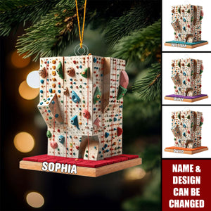 Personalized Climbing Wall Ornament, Climbing Workout Christmas Ornaments