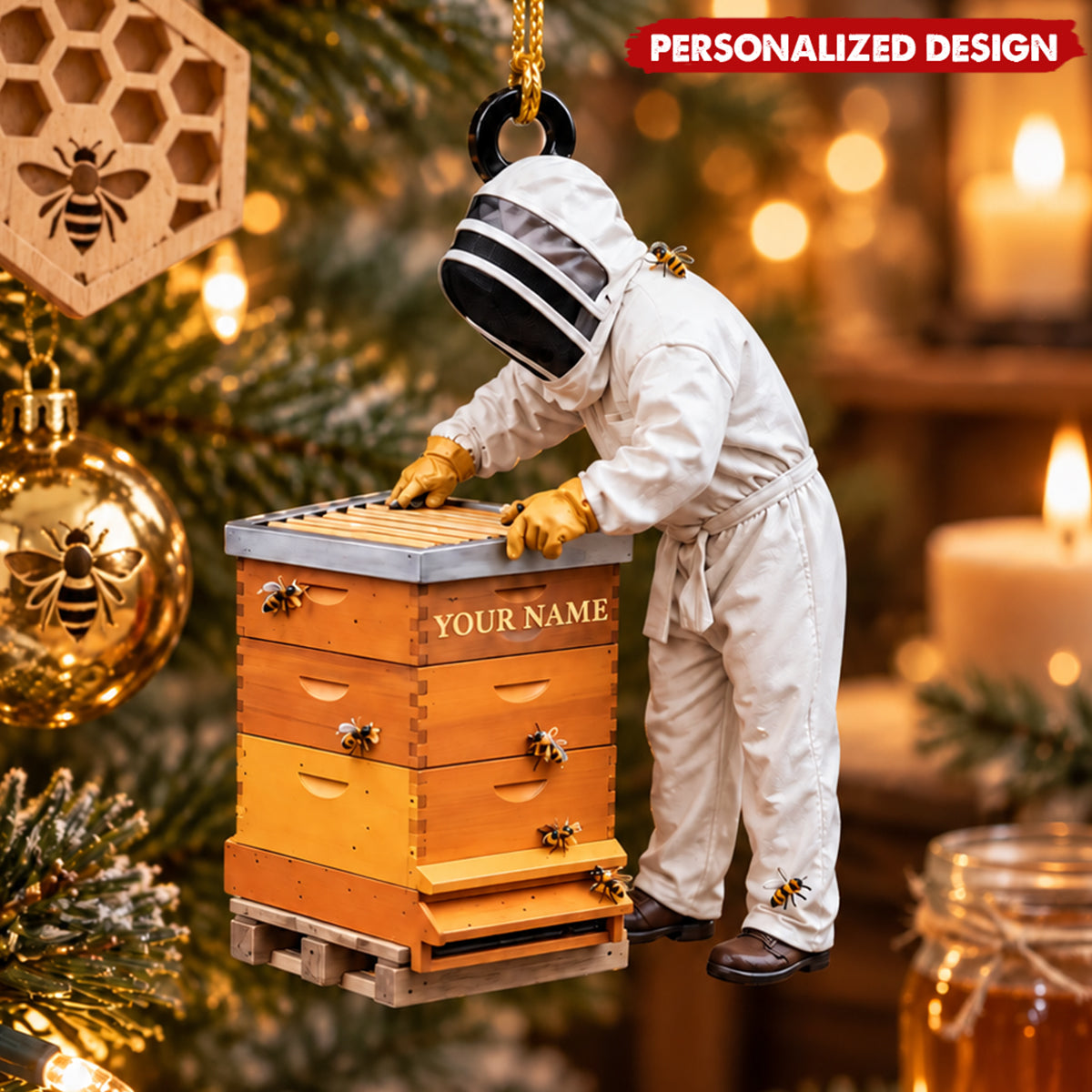 Personalized Beekeeper Ornament, Honeybee Gift