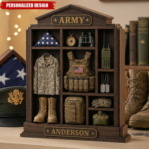 Personalized Army Wooden Block, Custom US Army Uniform Plaque