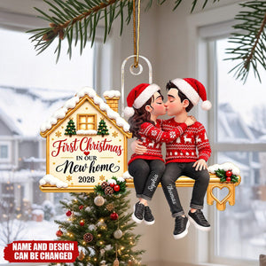 First Christmas In Our New Home Couple Kissing - Personalized Acrylic Ornament