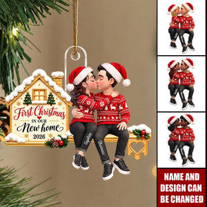 First Christmas In Our New Home Couple Kissing - Personalized Acrylic Ornament