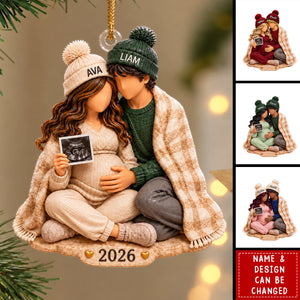Personalized Pregnancy Christmas Ornament, Gift For Loving Couple Undergoing An Ultrasound