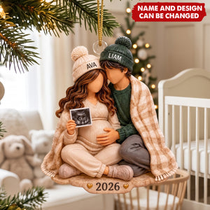 Personalized Pregnancy Christmas Ornament, Gift For Loving Couple Undergoing An Ultrasound