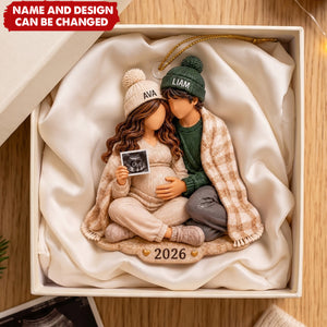 Personalized Pregnancy Christmas Ornament, Gift For Loving Couple Undergoing An Ultrasound