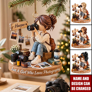 Personalized Photographer Acrylic Ornament, Photography Christmas Gift For Her