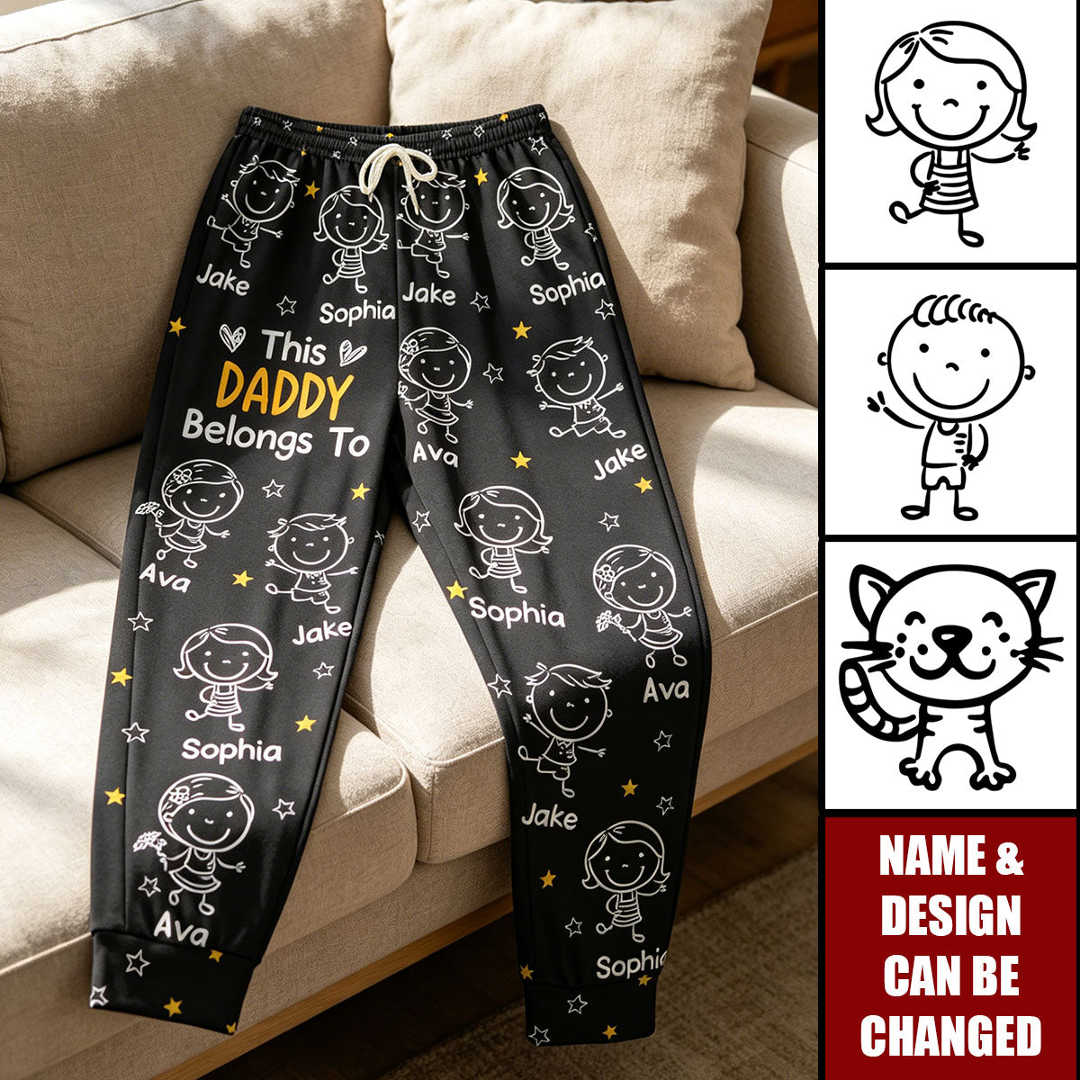 This Daddy Belongs To Doodle - Personalized Sweatpants, Lounge Pants With Pockets