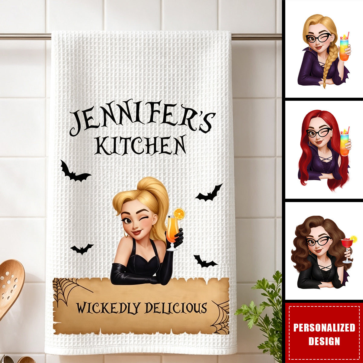 Wickedly Delicious Witch Kitchen Stirring Up Some Magic - Personalized Kitchen Towel
