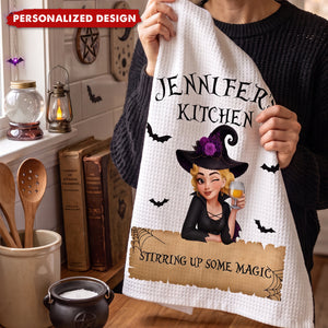 Wickedly Delicious Witch Kitchen Stirring Up Some Magic - Personalized Kitchen Towel
