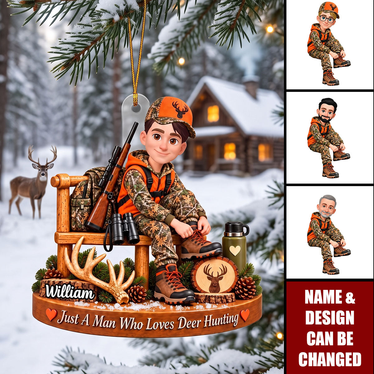 Just A Man Who Loves Deer Hunting - Personalized Acrylic Ornament