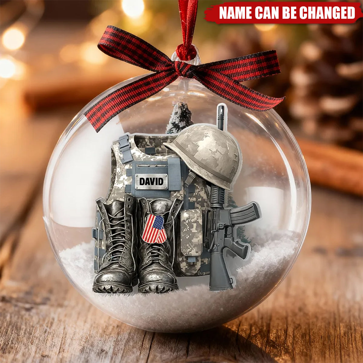 Military Uniform - Personalized Snow Globe Ornament - Christmas Gift for The Military