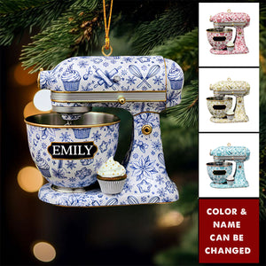 Toile De Jouy Ornaments, Personalized Mixer Ornament, Christmas Gift for Baker, Pastry Chef, Kitchen Decor