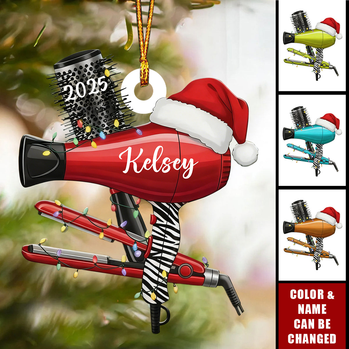 Personalized Hair Stylist Christmas Ornament, Salon Gift, Hairdresser Tree Decor, Barber Holiday Keepsake, Xmas Ornament