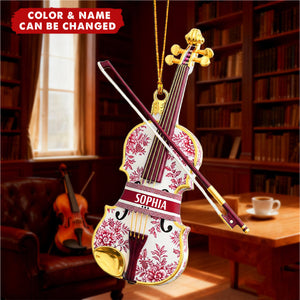 Violin Toile de Jouy Ornament - Personalized Gifts For Violin Lover Christmas Ornament
